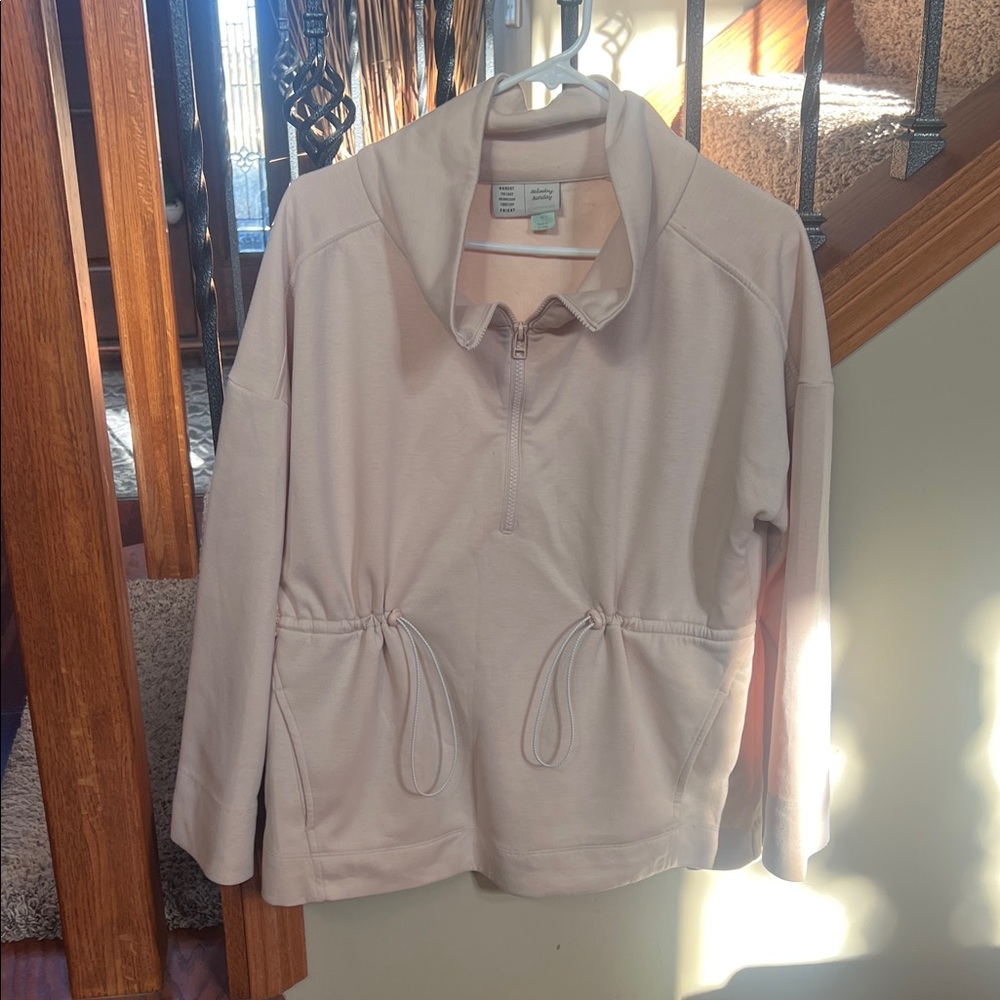 Beige Quarter-Zip Pullover Anthropology